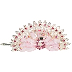 Schöne Haarspange Pfau aus Metall Strass & Acryl Haarklammer rosa 5263